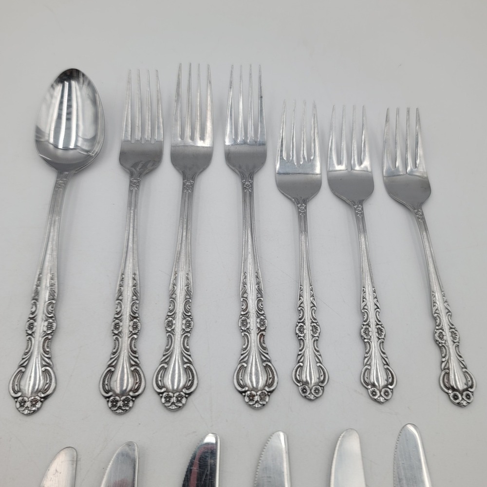13pc Ekco Eterna Sandra Jeanne Stainless Flatware Japan Set Knives Forks Spoon - Picture 4 of 5